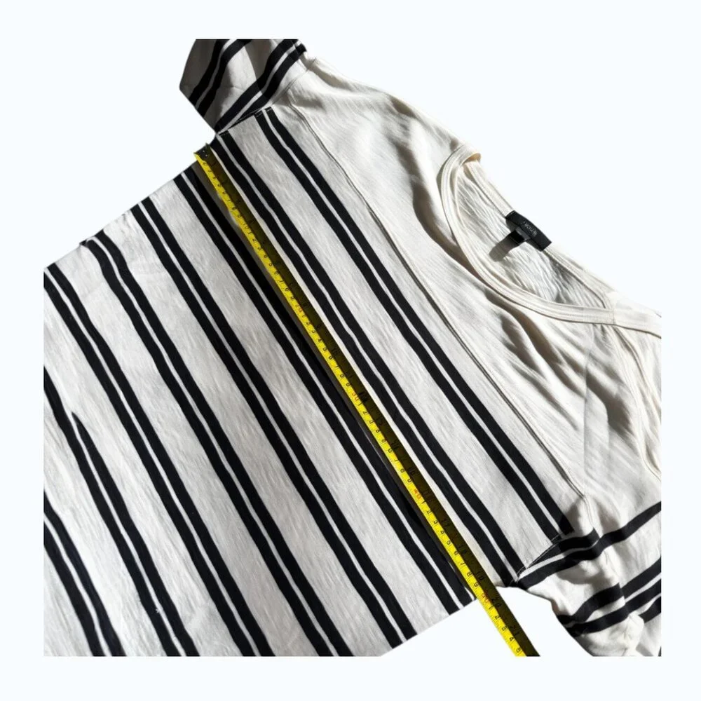 🔥 $15 SALE Classic J.Crew striped cotton top 3/4 sleeves Cream Black Size XS